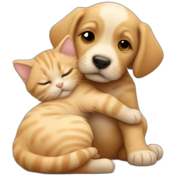 puppy hugging kitten emoji