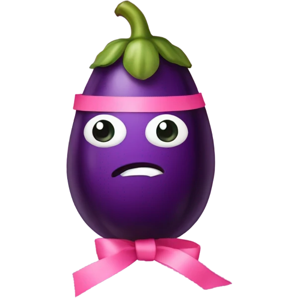 Eggplant with a pink ribbon emoji