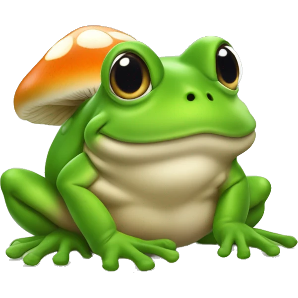 Grenouille a côté d'un champignon emoji