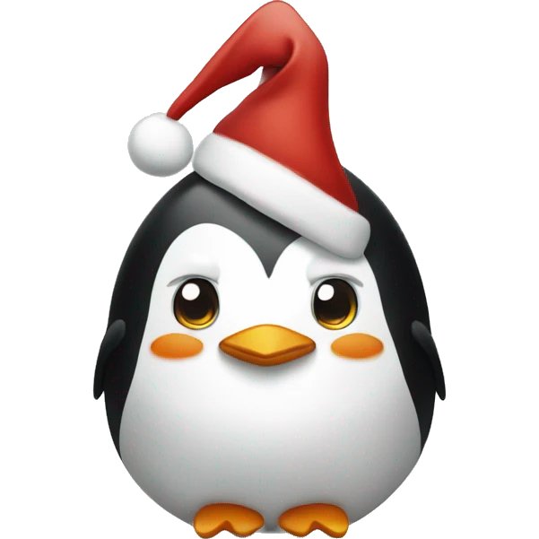 Penguin with Santa hat emoji