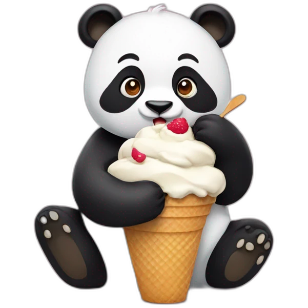 Panda eating ice cream emoji
