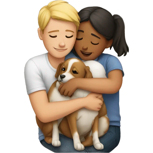 Cuddling with dog emoji