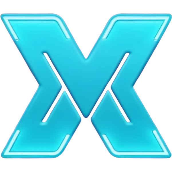 futuristic minimalistic emoji icon, letters "N" formed by three glowing digital lines representing Storm, Atom and NoizeGames, neon purple (#8B5CF6) and cyan (#00E0FF) on dark background, modern tech style, 1:1 aspect ratio emoji
