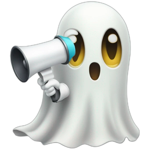cute ghost with megaphone emoji