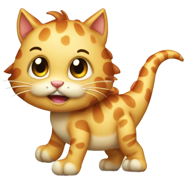 Cute cat with white spots ridding dinosaur  emoji