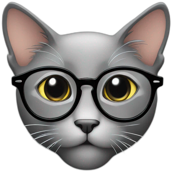 gray cat web designer black eyeglasses emoji