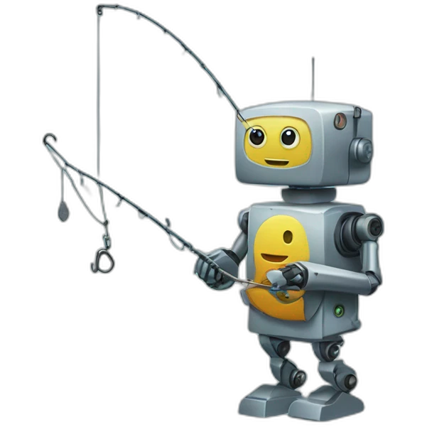 Robot with fishing hook emoji