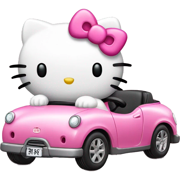 hello kitty driving small pink car  emoji