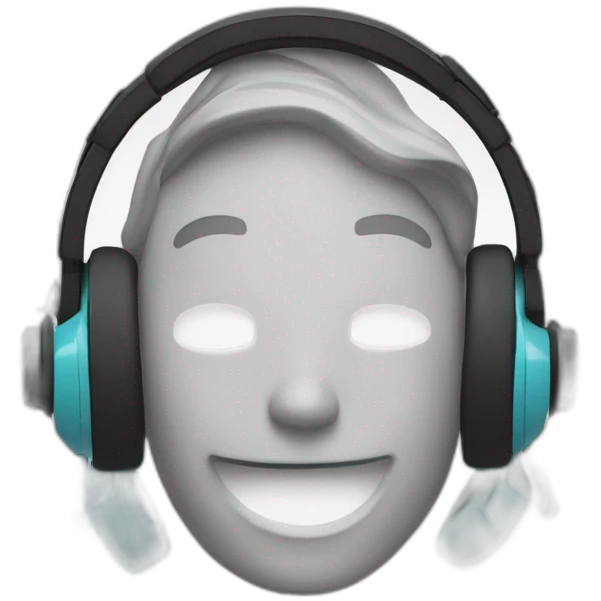 Headset with an analytics dashboard and music notes: illustrating the refinement of artists' online presence. emoji