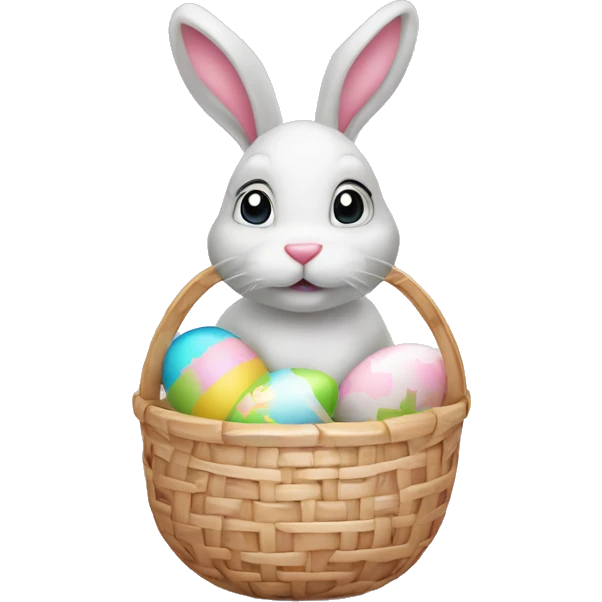 easter bunny with egg light pink basket emoji