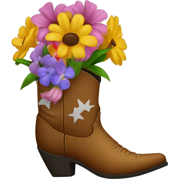 A cowboy boot with a bouquet of flowers in it emoji