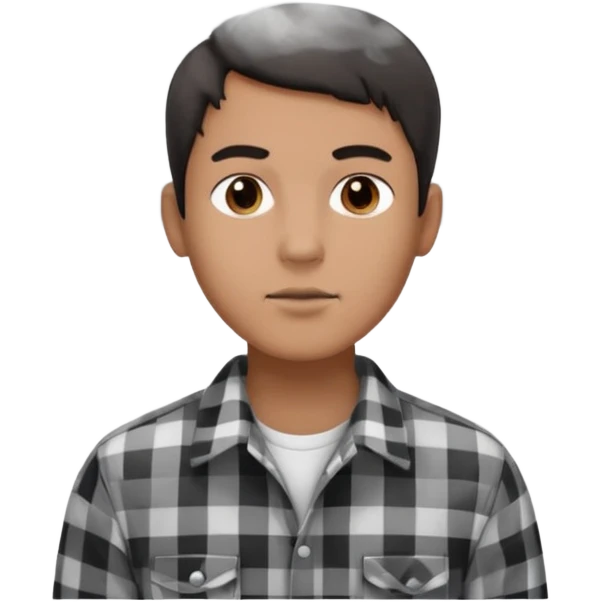 Vaquero camisa de cuadros blanca con negro  joven sacando humo d ela boca  emoji