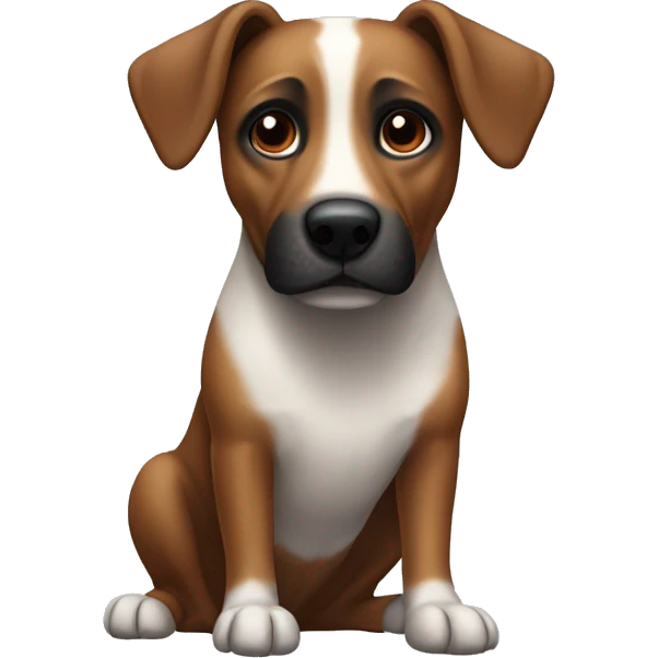 Brown dog with black face shape like a big jack russel  emoji