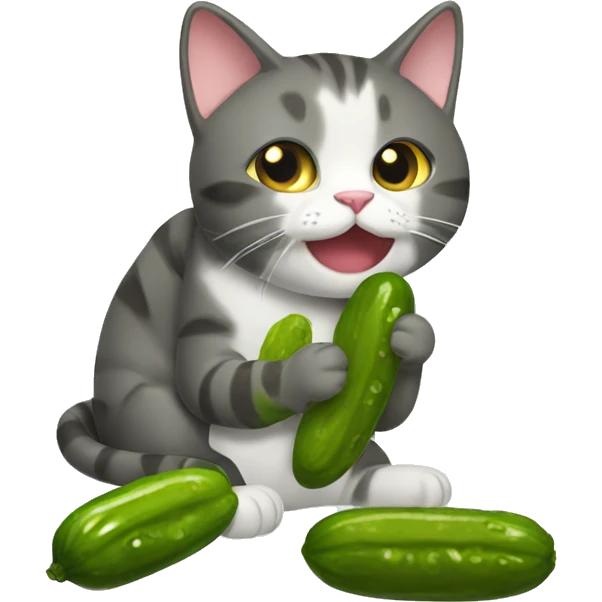 cat eating pickles emoji