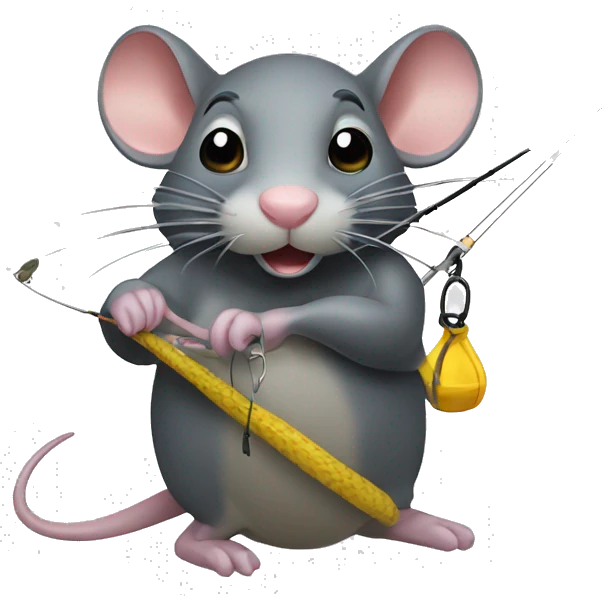 Rat on fishing hook caught emoji