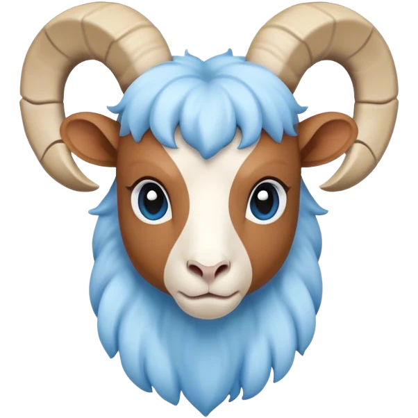 white ram with light blue horns, realistic emoji