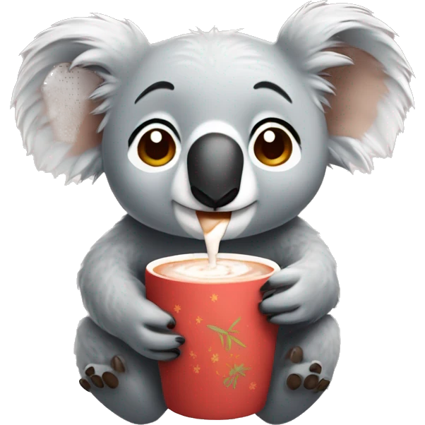 Koala drinking hot cocoa emoji