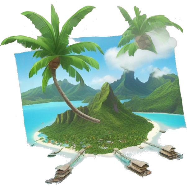 The island of Bora Bora located in French Polynesia in emoji style with the view of the whole archipelago emoji