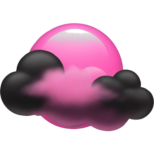 Pink sun and black cloud emoji