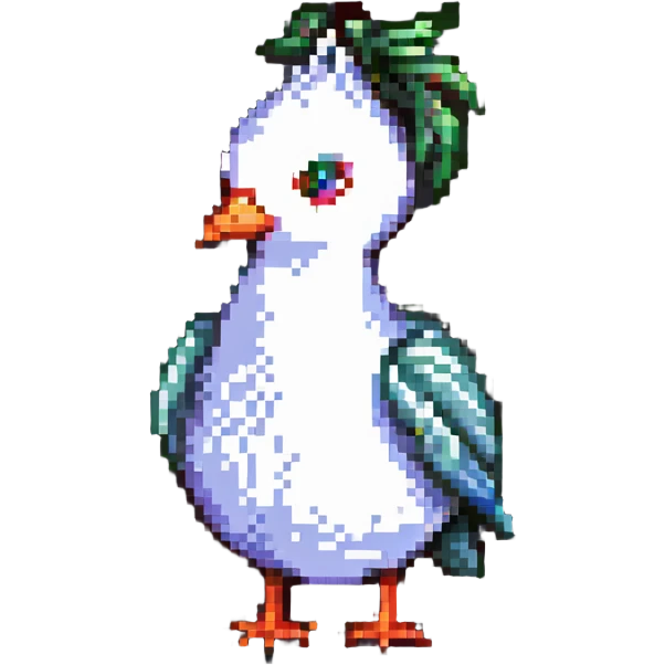 bird with a body like a garlic bulb, pixel art style emoji