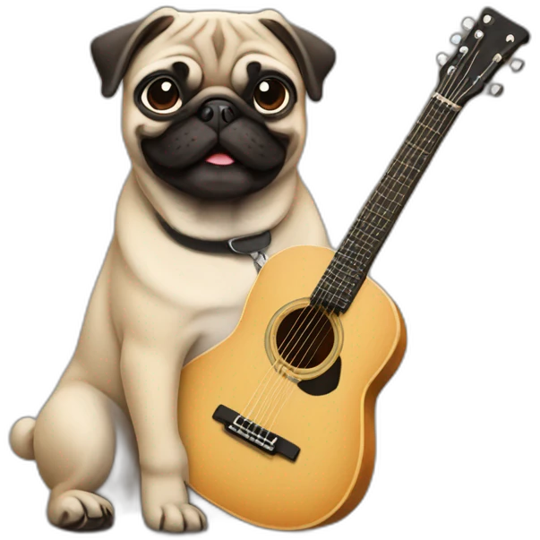 Pug tocando guitarra emoji