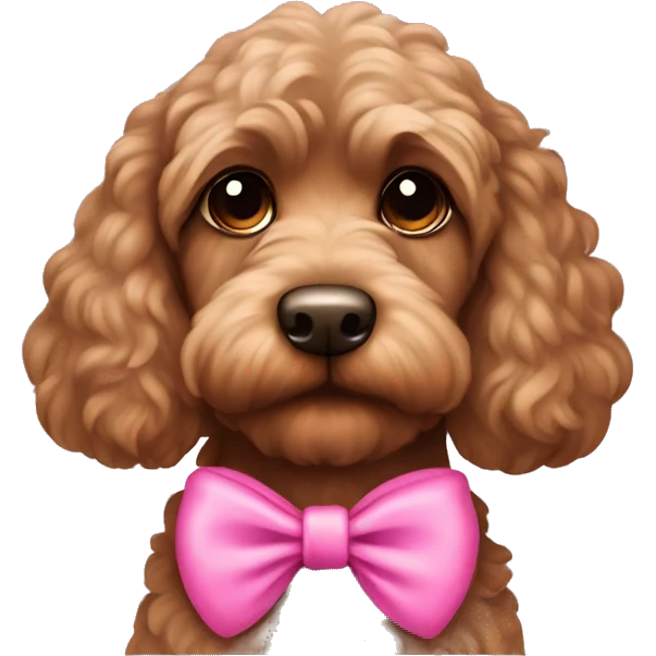 Brown cockapoo with pink bow  emoji