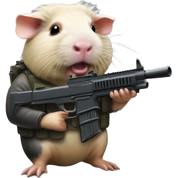 Guinear pig with a machine gun emoji