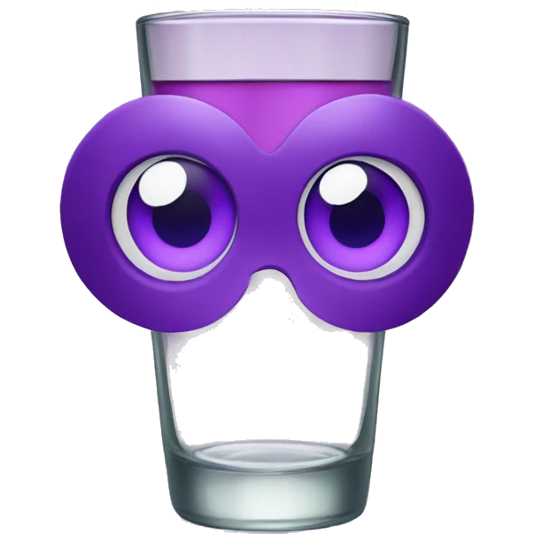 a glass with paper eyes with violet codeine emoji