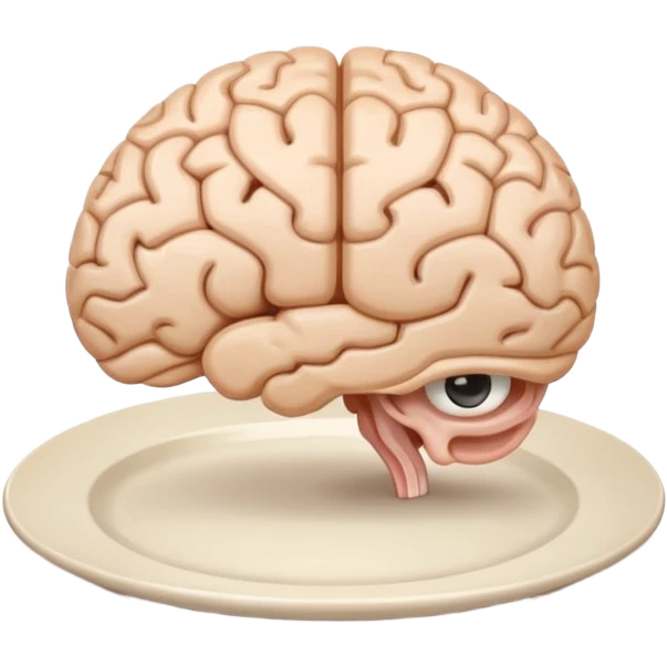 Brain on a plate next to head  emoji