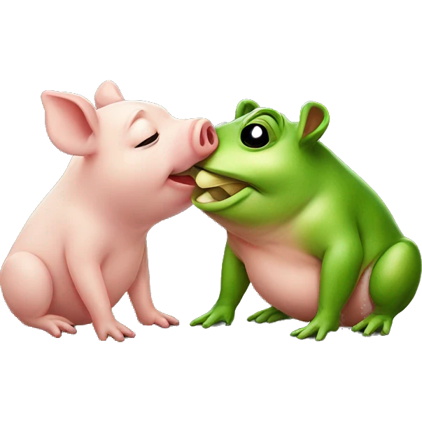 Pig kissing frog emoji