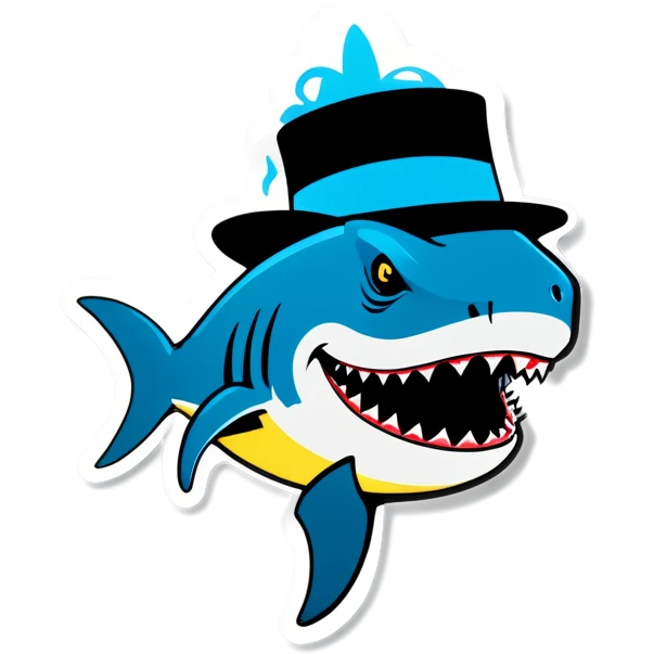 Shark with a top hat emoji