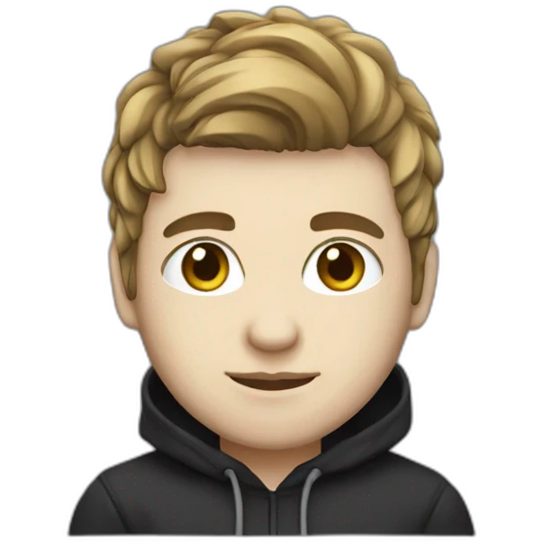 web developer in black hoodie ,white skin, hairtail and computer emoji