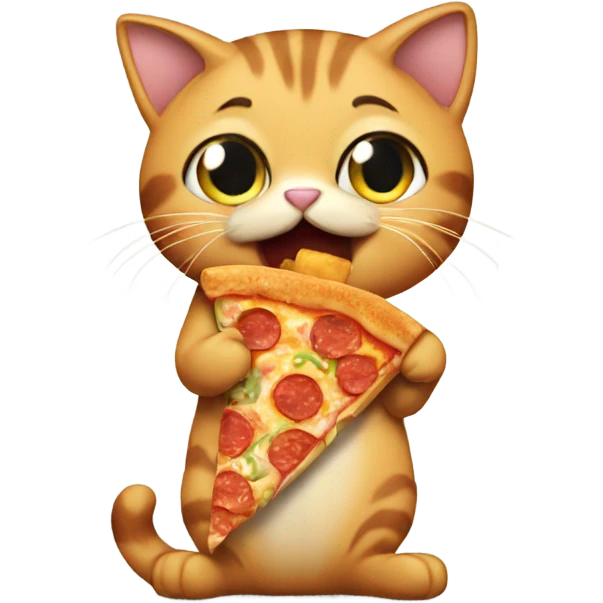 Cat eating pizza emoji