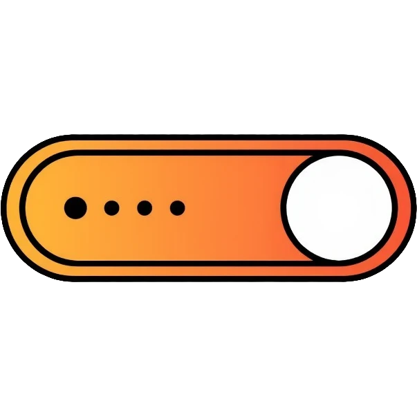 A toggle switch being flipped on, interactive button emoji