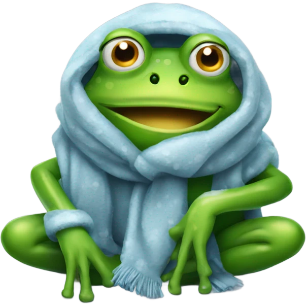 Funny frog who is cold emoji