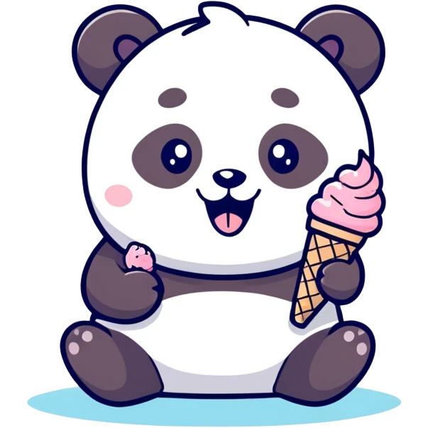 Panda eating ice cream emoji