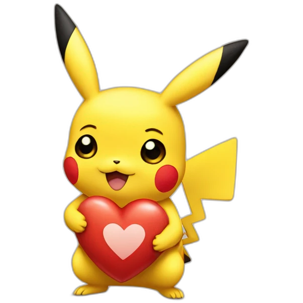 pikachu holding hart emoji