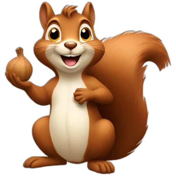 a satisfied squirrel holds a large nut emoji