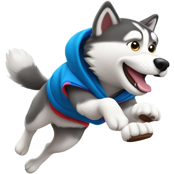 Husky wearing a hoody scoring a touchdown  emoji