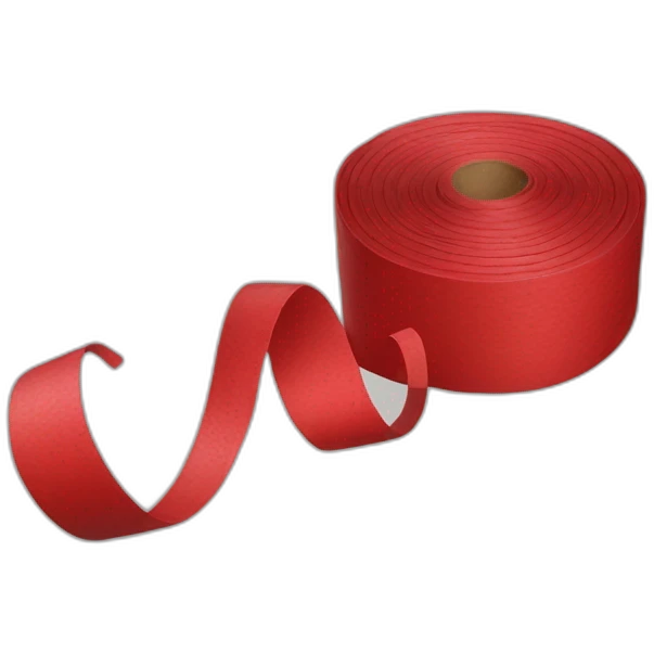 red roll of coiled up tape with a loose end springing up emoji