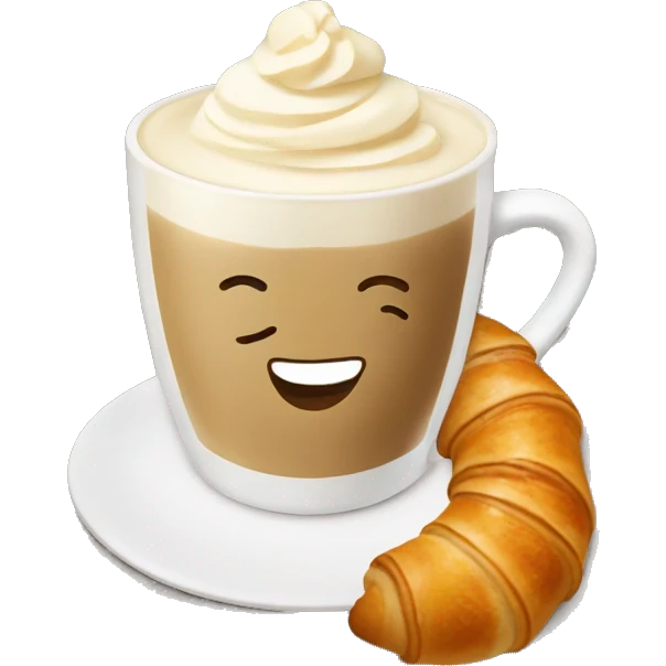 Vanilla latte with a croissant  emoji