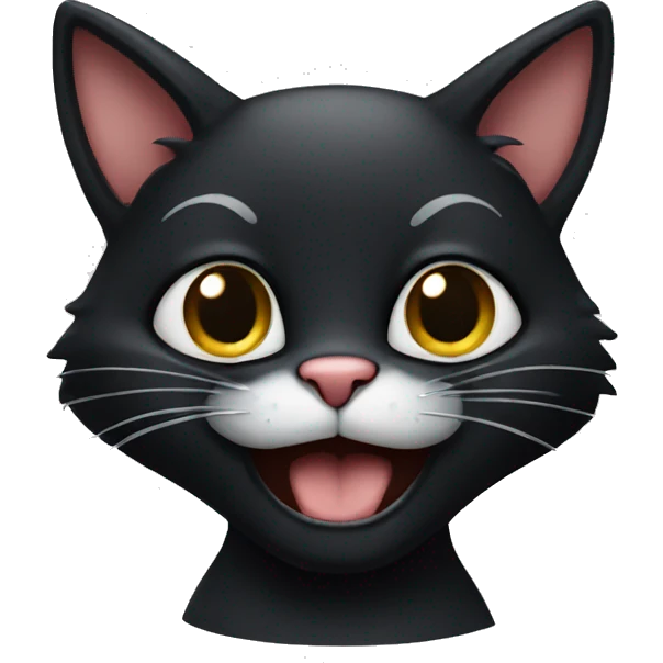 Silly black cat emoji