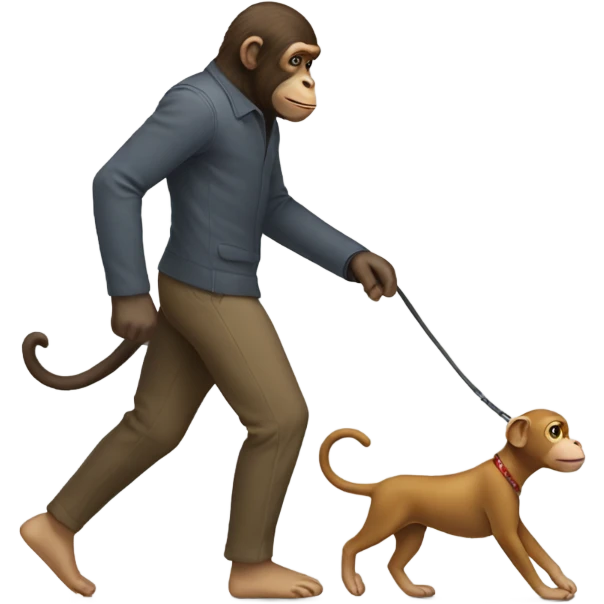 Monkey walking a dog emoji