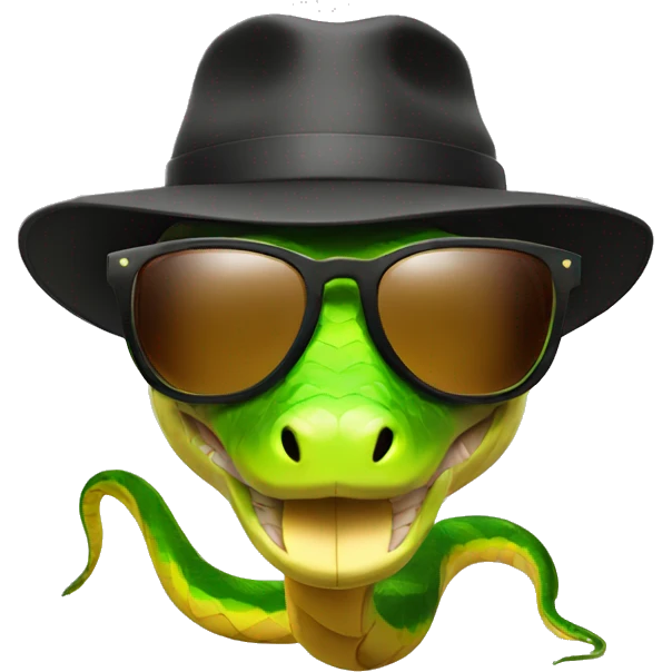 Snake with hat and sunglasses  emoji