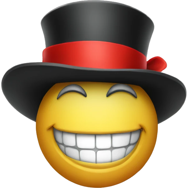 tophat with red ribbon and smile emoji