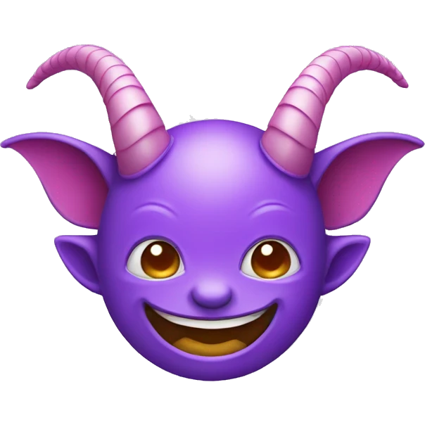 smiling violet imp face with horns flying paraglide emoji