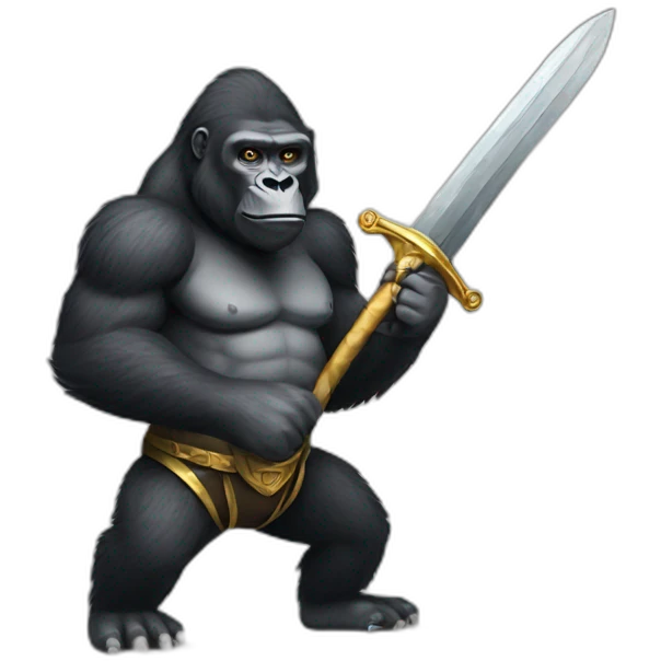 Gorilla holding a sword emoji
