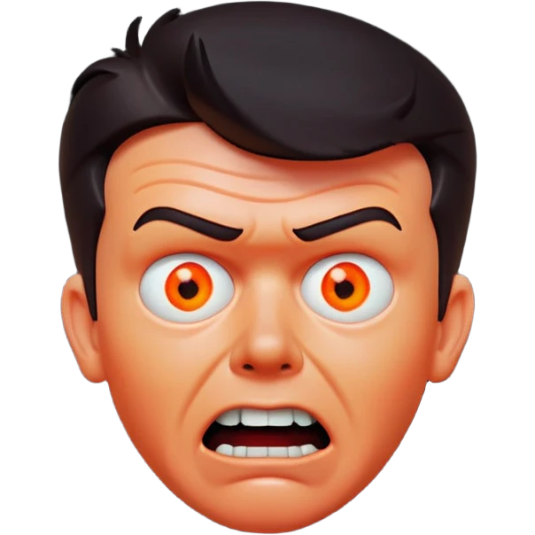 Rick Astley having a kind of worried face, but only his front teeth are sticking out his eyes are blurred out, the background is pitch black, Rick Astley is kind of an orangish-red color, and the entire picture, including Rick Astley, is a staticky, glitchy, horror, analog horror type emoji