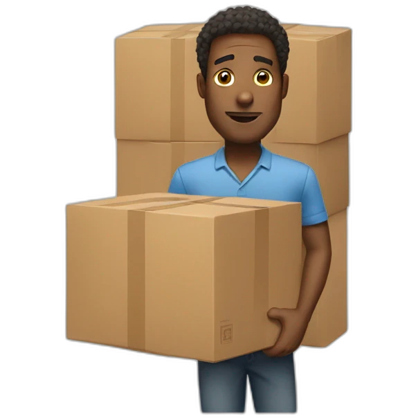 Bold man with boxes emoji