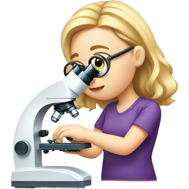 white girl searching with microscope emoji